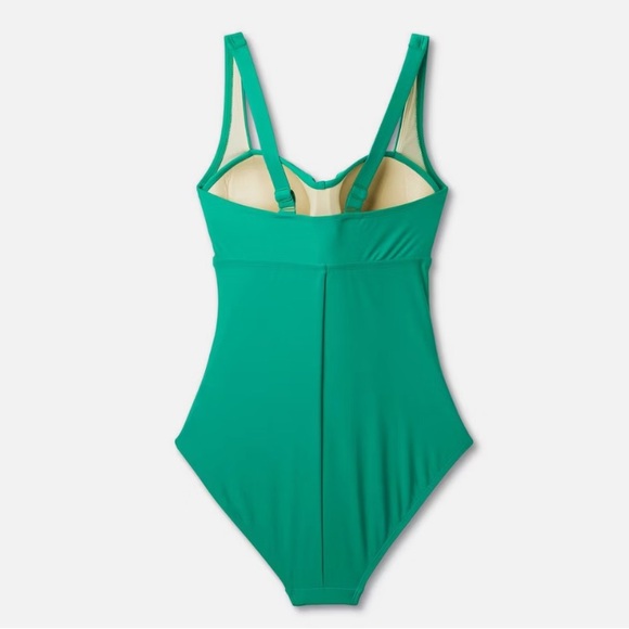 NWT NEW Kona Sol Green Full Coverage One Piece Tummy Control Swimsuit LG 12/14 - Picture 2 of 15
